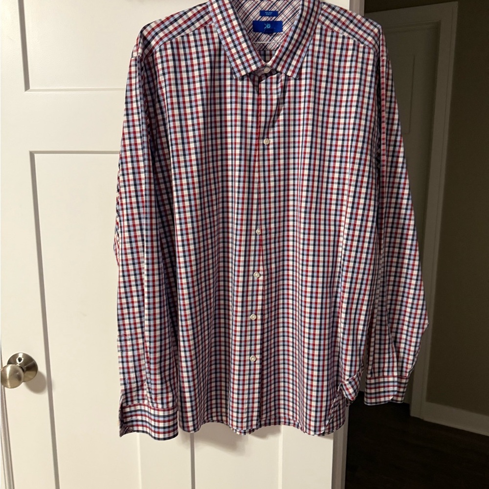 Egara Red and Blue Casual Button Down Shirt